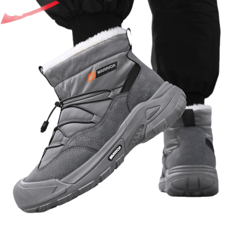 Ghete de zăpadă pentru bărbați, impermeabile, înalte, cu partea superioară din plasă, căptușite cu fleece, talpă din cauciuc rezistent la abraziune, vârf rotund, talpă joasă 1-3 cm