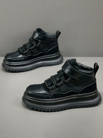 Adidași înalți pentru bărbați cu talpă de creștere a înălțimii, iarnă casual — partea superioară: materiale mixte; talpă: cauciuc; stil: tendință tânără; funcții: echilibru, menține cald