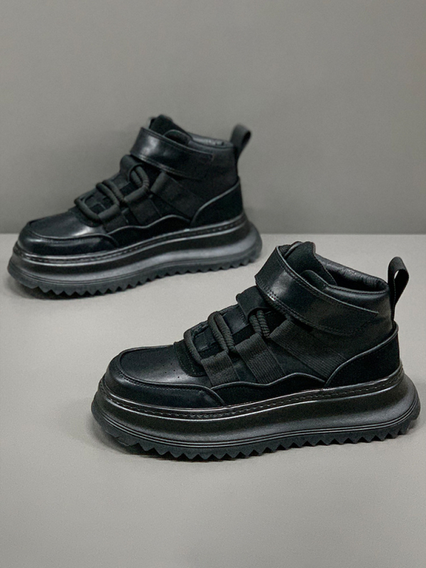 Adidași înalți pentru bărbați cu talpă de creștere a înălțimii, iarnă casual — partea superioară: materiale mixte; talpă: cauciuc; stil: tendință tânără; funcții: echilibru, menține cald