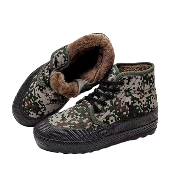 Zimske radne čizme visokog kroja (kamuflažni uzorak, platnena gornja strana, gumena potplat, zadržavaju toplinu, debela konstrukcija)