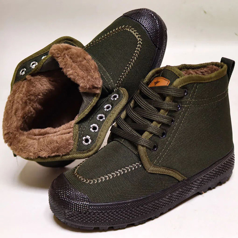 Zimske visoke platnene radne cipele, unisex, protuklizne, tople, otporne na habanje, gumena potplat
