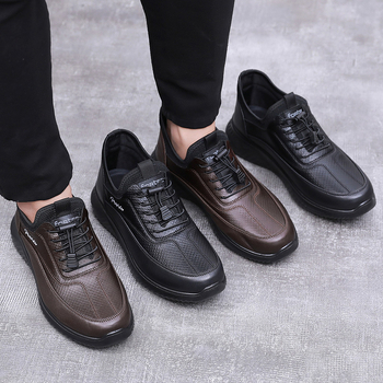 Мъжки кожени снегоботи, PU горна част и подметка, подплата от изкуствен плюш, инжекционно формована подметка, леки и дишащи, противохлъзгаща подметка, зимен сезон 2025