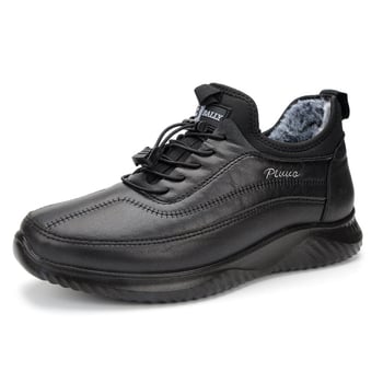 Мъжки кожени снегоботи, PU горна част и подметка, подплата от изкуствен плюш, инжекционно формована подметка, леки и дишащи, противохлъзгаща подметка, зимен сезон 2025