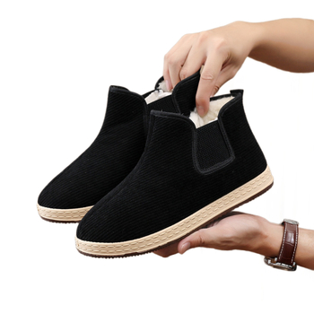 Muške zimske papuče od pamuka – debeli za toplinu, protuklizni gumeni đon, otporne na habanje, jednostavno navlačenje