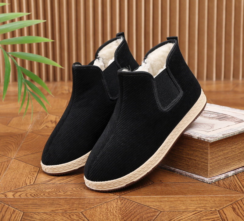 Muške zimske papuče od pamuka – debeli za toplinu, protuklizni gumeni đon, otporne na habanje, jednostavno navlačenje