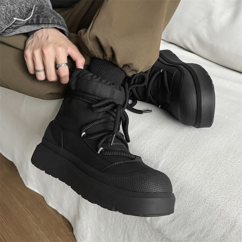 Unisex zimske čizme za snijeg, gornji dio od down canvas, anti-slip gumena potplata, srednja visina pete 3-5 cm, unutarnja podstava od umjetnog kratkog pliša