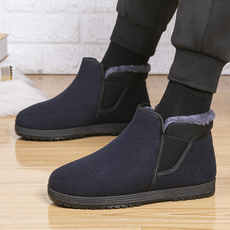 Muške zimske papuče s pamučnom navlakom, visokim gornjim dijelom, slip-on, PVC potplata