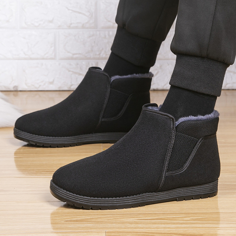 Muške zimske papuče s pamučnom navlakom, visokim gornjim dijelom, slip-on, PVC potplata