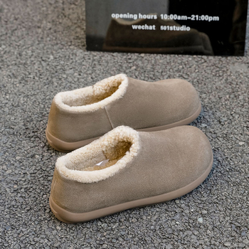 Muške zimske čizme za snijeg, s flisom, gornji dio od kravlje suede kože, protuklizna gumena potplat, unutarnja ovčja vuna, niski pet 1-3 cm