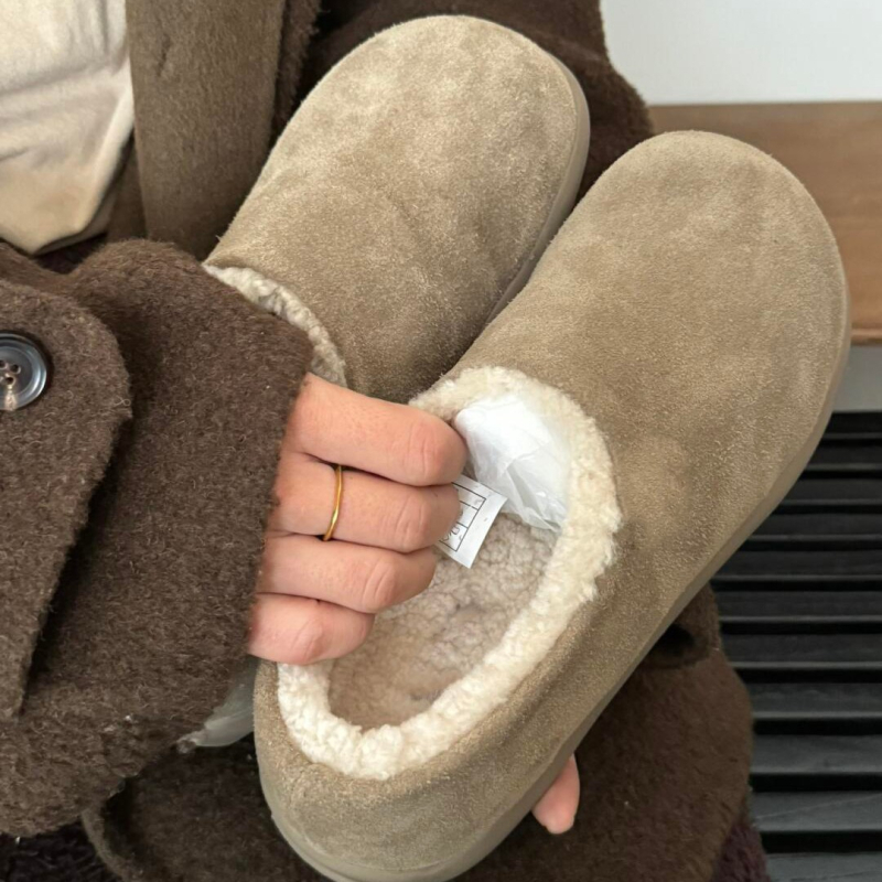 Muške zimske čizme za snijeg, s flisom, gornji dio od kravlje suede kože, protuklizna gumena potplat, unutarnja ovčja vuna, niski pet 1-3 cm