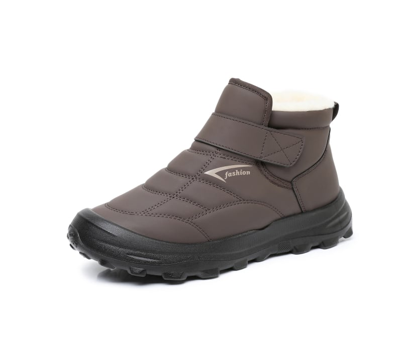 Χειμερινά Ανδρικά Μποτάκια Χιονιού – Αδιάβροτα, ανθεκτικά στην φθορά, μαλακή σόλα; πάνω μέρος: microfiber δέρμα; Velcro κλείσιμο; εσωτερική επένδυση από συνθετικό κοντό γούνινο ύφασμα