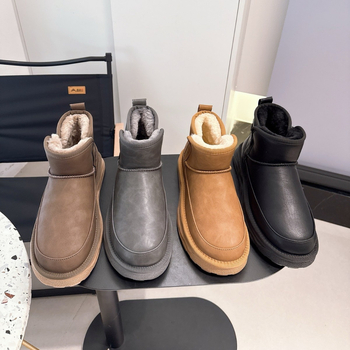 Мъжки снежни ботуши, водоустойчиви, подплатени с флийс, без връзки (слеп-он), устойчива гумена подметка, зимни