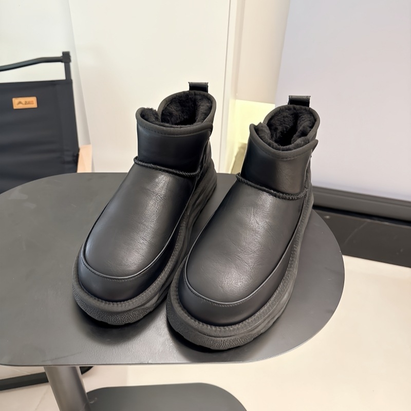 Мъжки снежни ботуши, водоустойчиви, подплатени с флийс, без връзки (слеп-он), устойчива гумена подметка, зимни