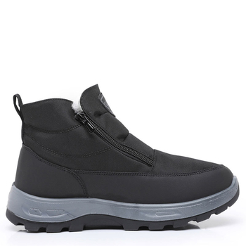 Ανδρικές χειμωνιάτικες παντόφλες από βαμβακερό ύφασμα, γούνινη επένδυση, φαρδιά PU σόλα, φερμουάρ