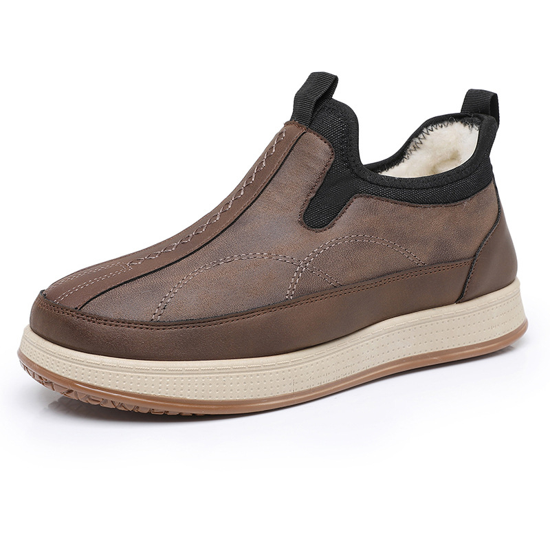 Muške zimske čizme za snijeg s gornjim dijelom od mikrovlakna i fleece podstavom, protuklizna PVC potplat, slip-on