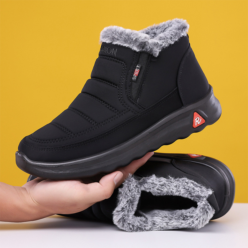 Ανδρικά μποτάκια χιονιού, καμβάς στην επάνω επιφάνεια, εσωτερική επένδυση από τεχνητό βελούδο, σόλα από καουουτ, αντιολισθητικά, διατηρούν τη ζέστη
