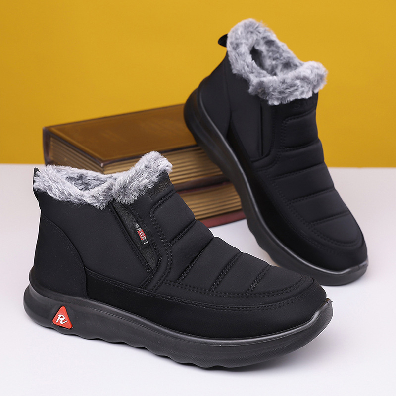 Ανδρικά μποτάκια χιονιού, καμβάς στην επάνω επιφάνεια, εσωτερική επένδυση από τεχνητό βελούδο, σόλα από καουουτ, αντιολισθητικά, διατηρούν τη ζέστη