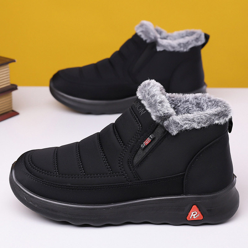 Ανδρικά μποτάκια χιονιού, καμβάς στην επάνω επιφάνεια, εσωτερική επένδυση από τεχνητό βελούδο, σόλα από καουουτ, αντιολισθητικά, διατηρούν τη ζέστη