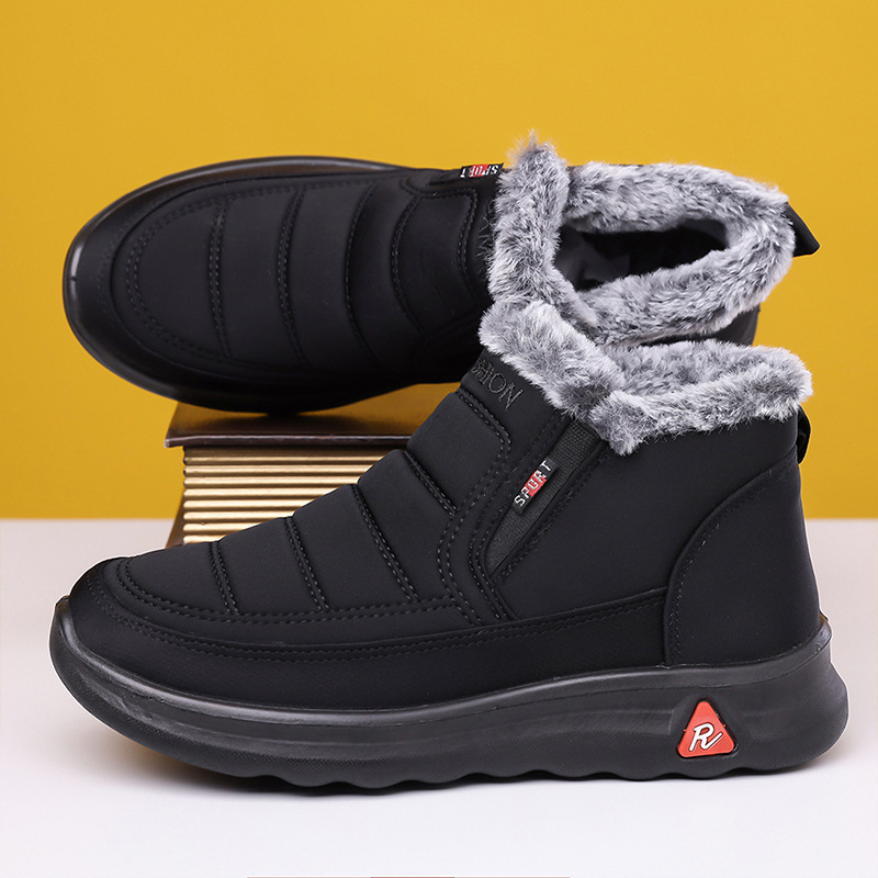 Ανδρικά μποτάκια χιονιού, καμβάς στην επάνω επιφάνεια, εσωτερική επένδυση από τεχνητό βελούδο, σόλα από καουουτ, αντιολισθητικά, διατηρούν τη ζέστη