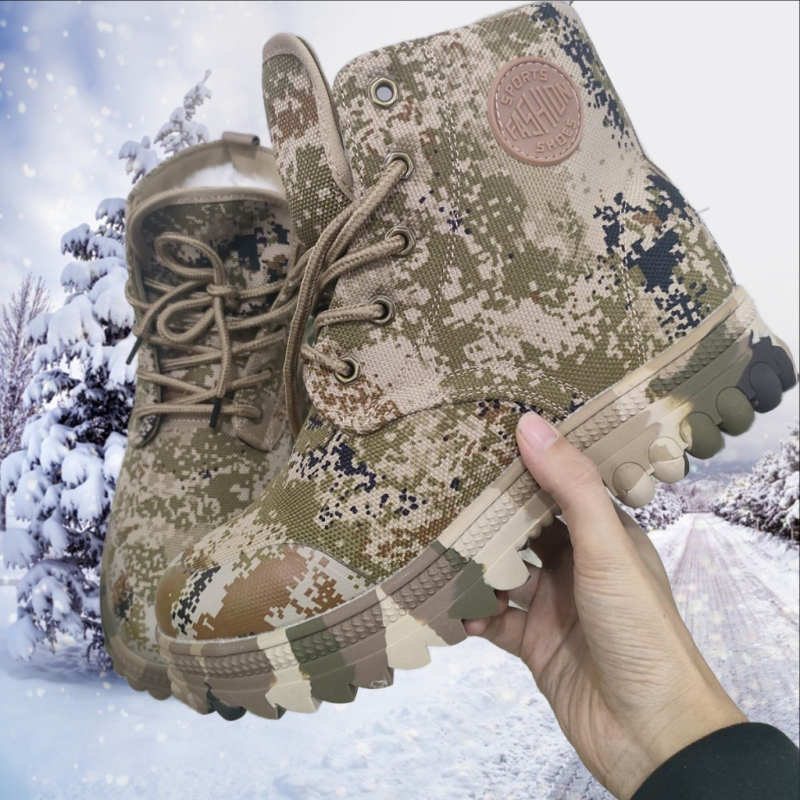 Мъжки снегоботи с вълнена подплата, високи, зимни, противохлъзгаща гумена подметка