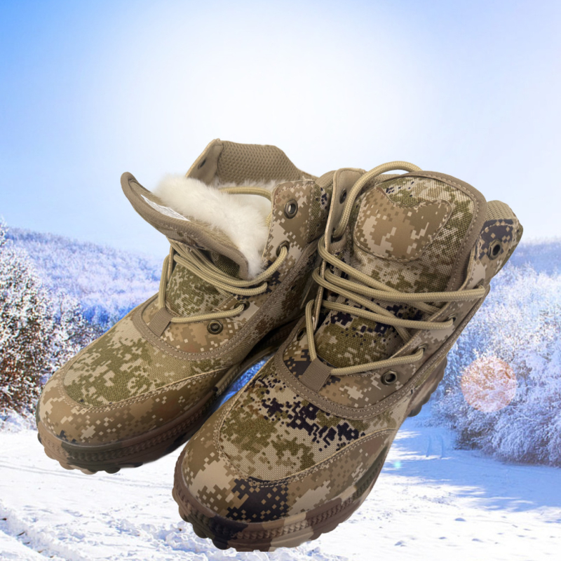 Мъжки снегоботи с вълнена подплата, високи, зимни, противохлъзгаща гумена подметка