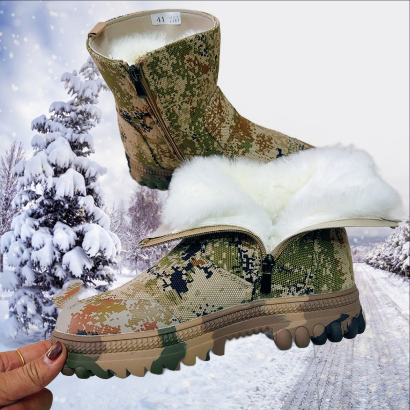 Мъжки снегоботи с вълнена подплата, високи, зимни, противохлъзгаща гумена подметка