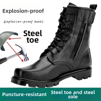 Ανδρικά μποτάκια μάχης για όλο τον χρόνο, με επάνω μέρος από συνθετικό δέρμα μικροϊνών, σόλα από καουτσούκ, αδιάβροχα, αντιολισθητικά, ζεστά