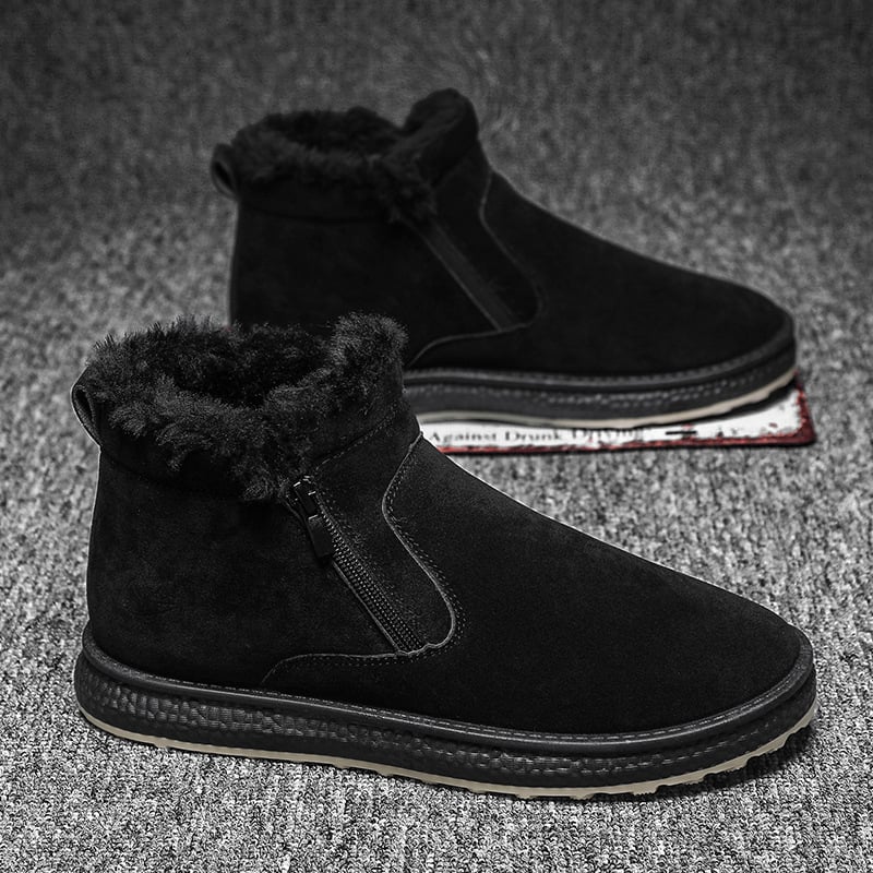 Мъжки снегоботи в Leisure стил, горна част телешки велур, подплата от изкуствен къс плюш, подходящи за твърда повърхност