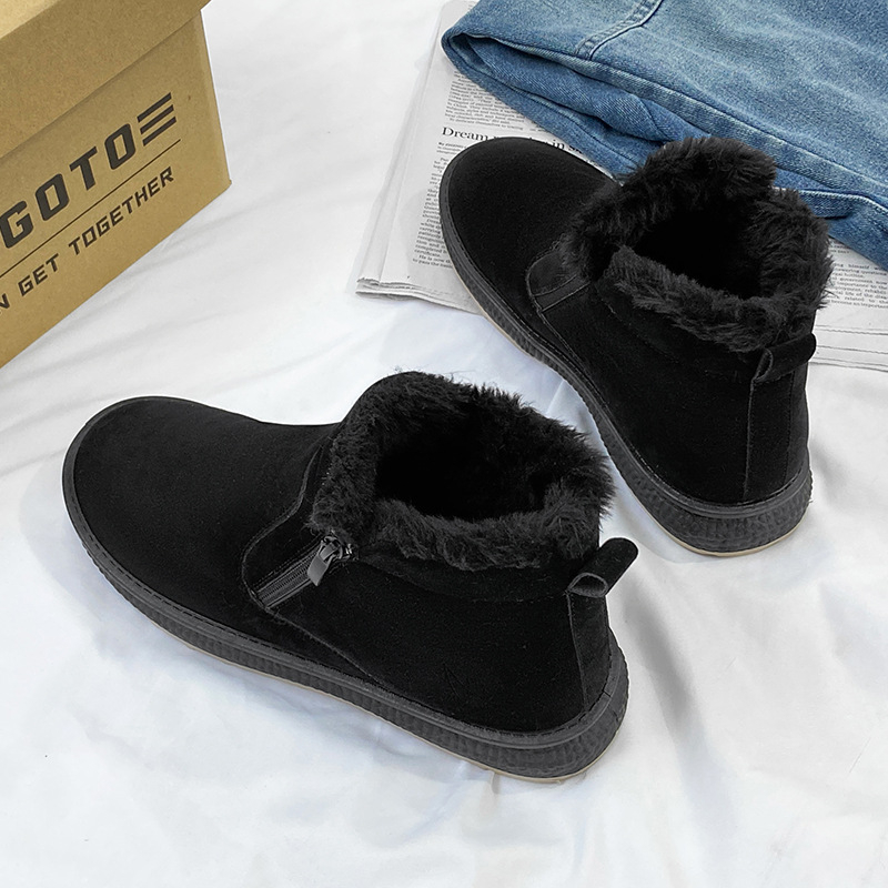 Мъжки снегоботи в Leisure стил, горна част телешки велур, подплата от изкуствен къс плюш, подходящи за твърда повърхност