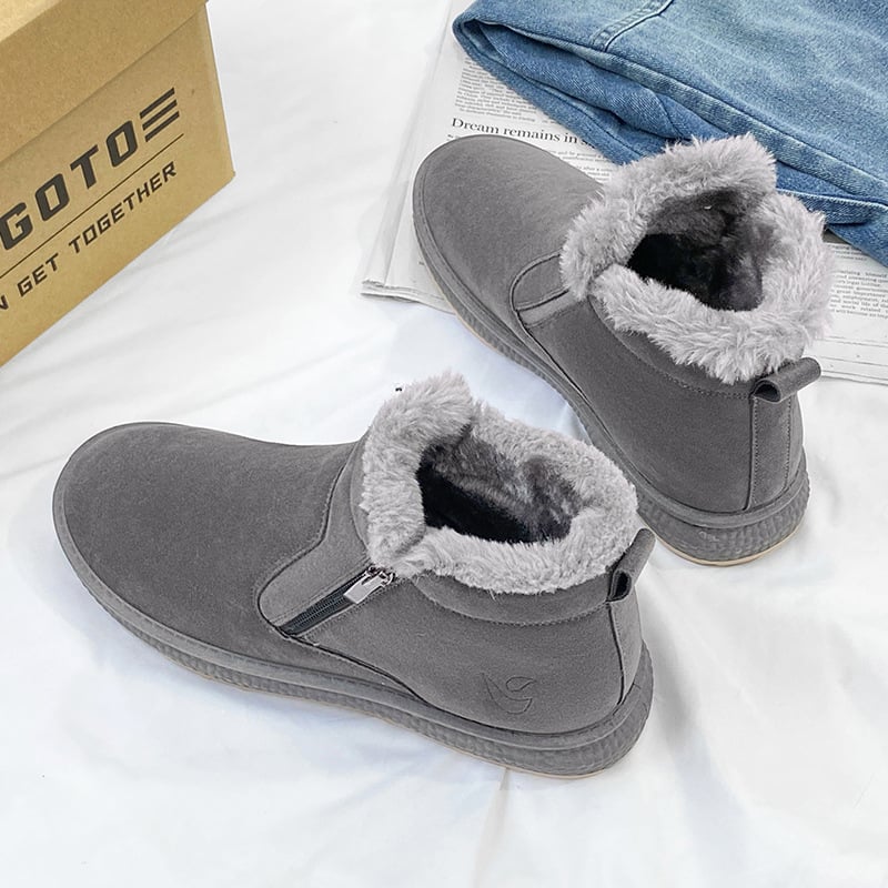 Мъжки снегоботи в Leisure стил, горна част телешки велур, подплата от изкуствен къс плюш, подходящи за твърда повърхност