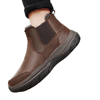 Мъжки зимни обувки за сняг, Slip-On, топли с изкуствен пух, микрофибърна горна част, устойчива гумена подметка