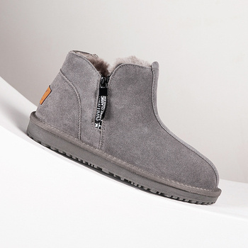 Ανδρικά μποτάκια χιονιού, σουέντ βοδινού με επένδυση από τεχνητή γούνα, αντιολισθητική καουτσούκ σόλα, πλευρικός φερμουάρ, ύψος τακουνιού 3-5 εκ