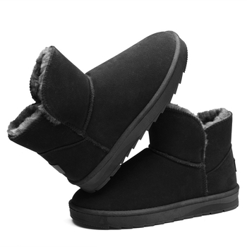 Ανδρικά χειμερινά μποτάκια χιονιού - Επάνω μέρος από nubuk αγελαδινό δέρμα, Εσωτερική επένδυση από συνθετικό plush, Σόλα από καουτσούκ, Για χειμώνα