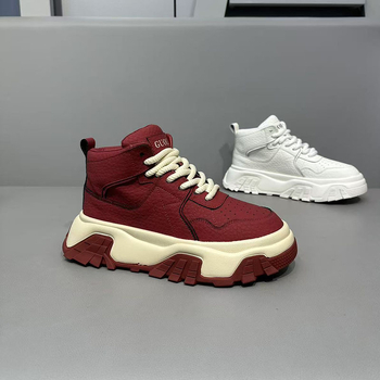 Ανδρικά Υψηλά Sneakers με Γούνινη Επένδυση, Σόλα Χυτής Έγχυσης, Με Κορδόνια, Ανοιξιάτικο Casual