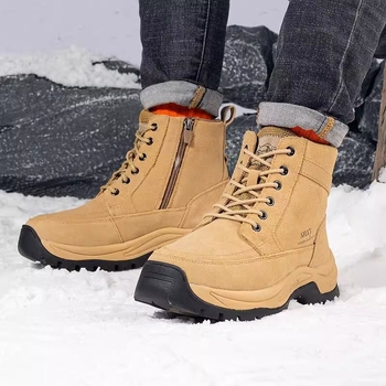 Ανδρικά χειμερινά μποτάκια χιονιού, αντιολισθητική σόλα, επένδυση από γούνα, ψηλό επάνω μέρος από σουέντ αγελάδας, καουτσούκ σόλα