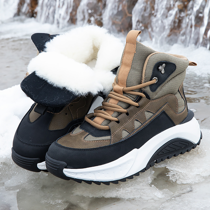 Muške zimske čizme za snijeg s krznom iznutra, tople, vodootporne i protuklizne.