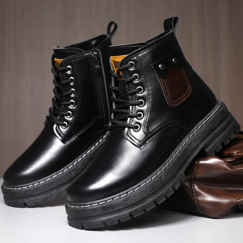 Pánske Martin topánky, vršok z umelej PU kože, gumová podrážka, bočný zips, bavlnená výstelka