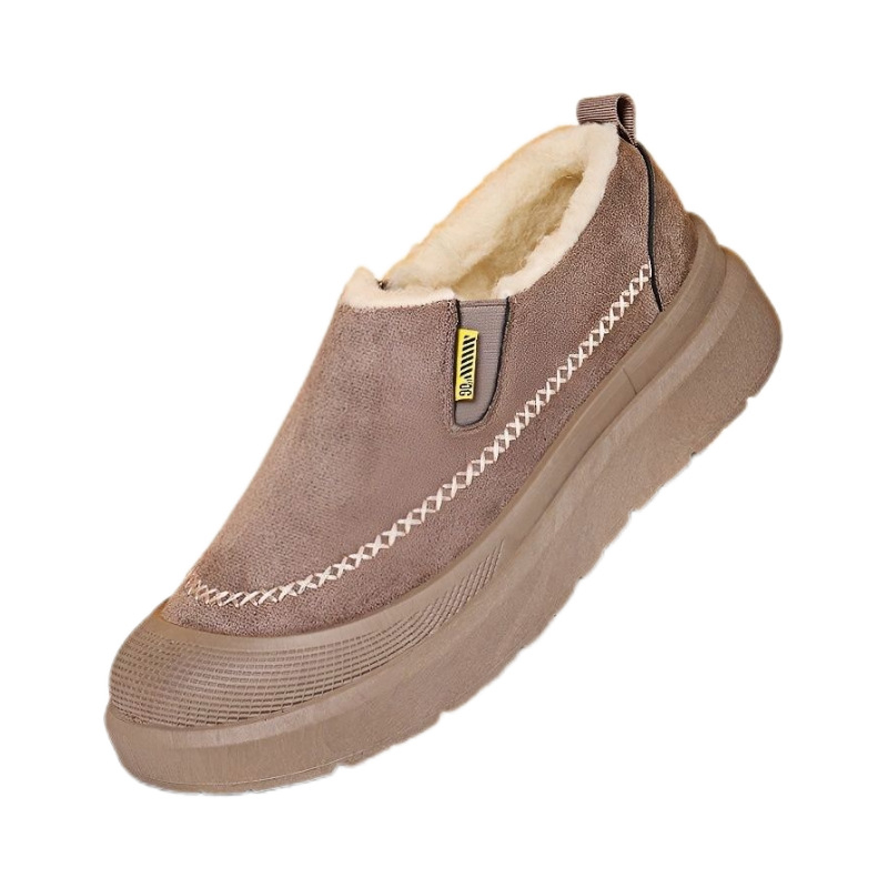 Ανδρικές χειμερινές παντόφλες με παχιά σόλα από καουτσούκ, βελούδινο επάνω μέρος και επένδυση φλίς, slip-on loafers