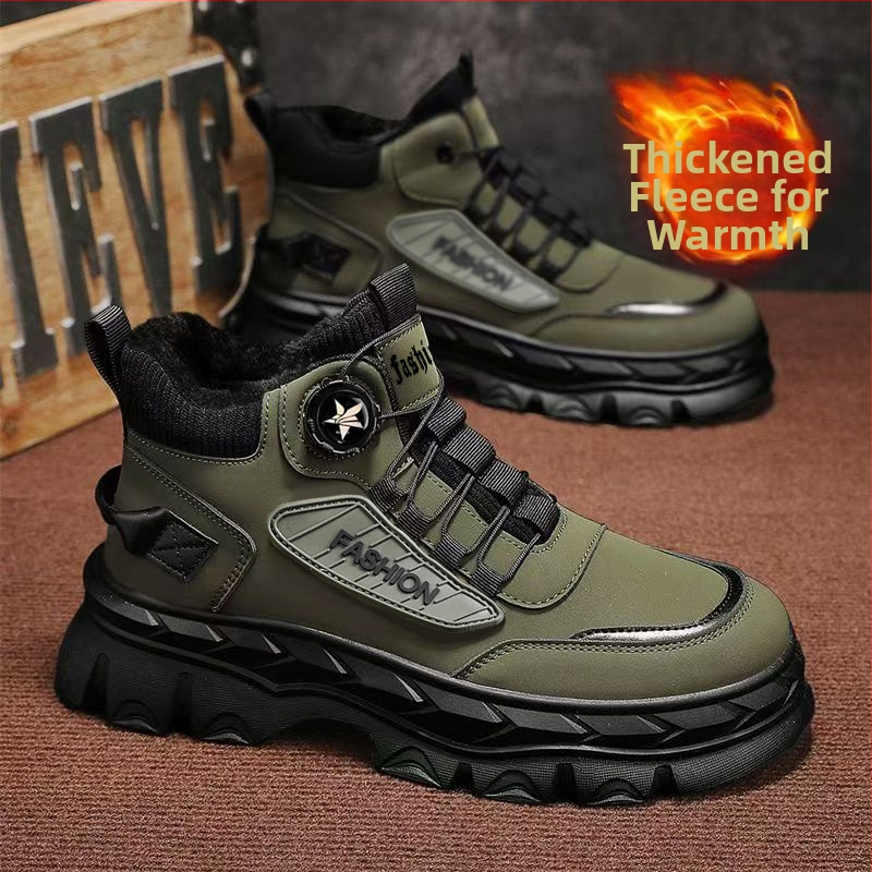 Pánske zimné topánky Martin, fleece podšívkou, nepromokavé, protišmyková gumová podrážka, šnúrky vpredu, stredne vysoké lýtko