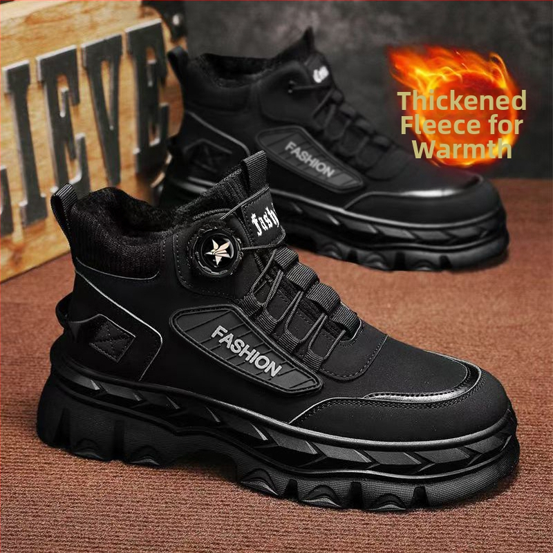 Pánske zimné topánky Martin, fleece podšívkou, nepromokavé, protišmyková gumová podrážka, šnúrky vpredu, stredne vysoké lýtko