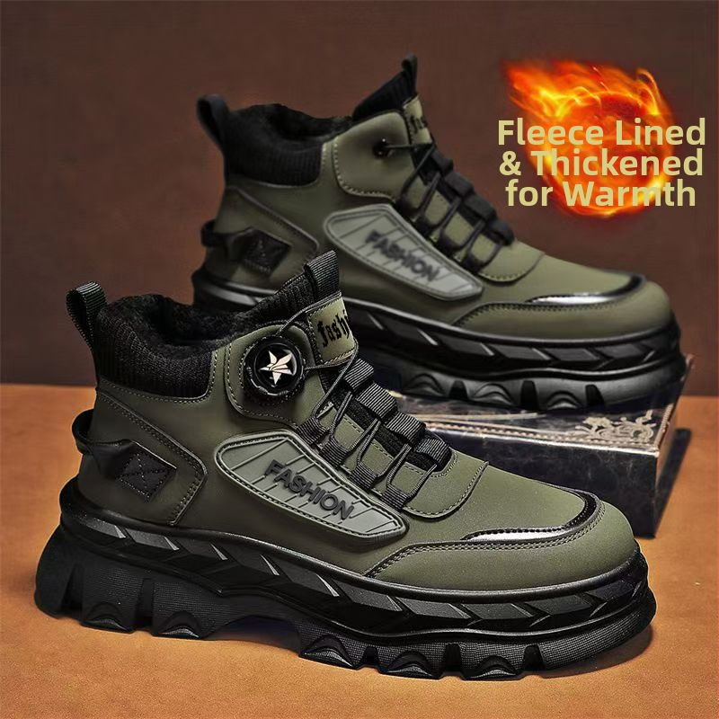 Pánske zimné topánky Martin, fleece podšívkou, nepromokavé, protišmyková gumová podrážka, šnúrky vpredu, stredne vysoké lýtko