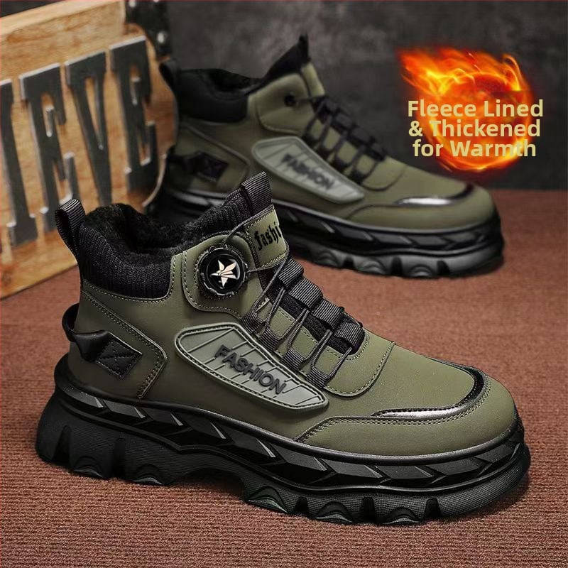 Pánske zimné topánky Martin, fleece podšívkou, nepromokavé, protišmyková gumová podrážka, šnúrky vpredu, stredne vysoké lýtko