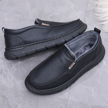 Muške pamučne papuče za kućnu upotrebu, s fleec podstavom, slip-on, protuklizne, okrugli vrh prsta