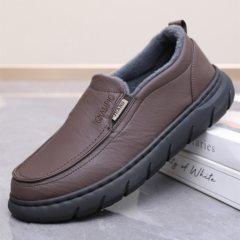 Muške pamučne papuče za kućnu upotrebu, s fleec podstavom, slip-on, protuklizne, okrugli vrh prsta