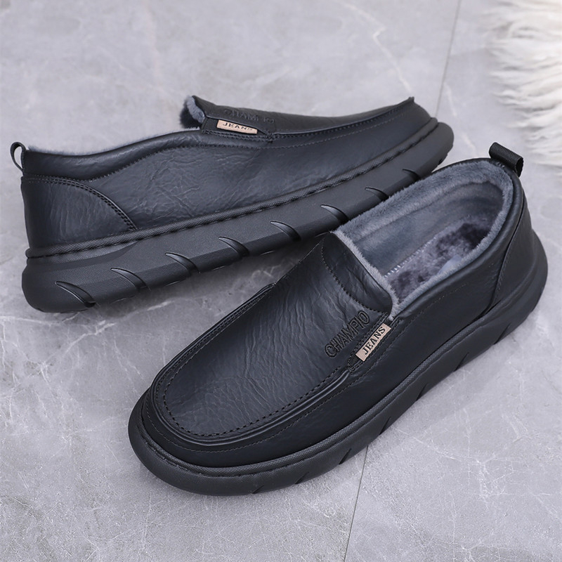 Muške pamučne papuče za kućnu upotrebu, s fleec podstavom, slip-on, protuklizne, okrugli vrh prsta