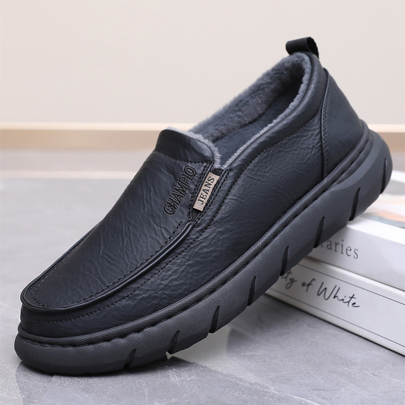 Muške pamučne papuče za kućnu upotrebu, s fleec podstavom, slip-on, protuklizne, okrugli vrh prsta
