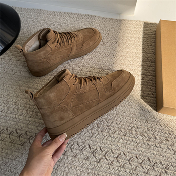 Vyriniai žieminiai sniegbačiai su vilnos pamušalu, vidinė avies vilna, viršus iš galvijų nubuko, gumos padas