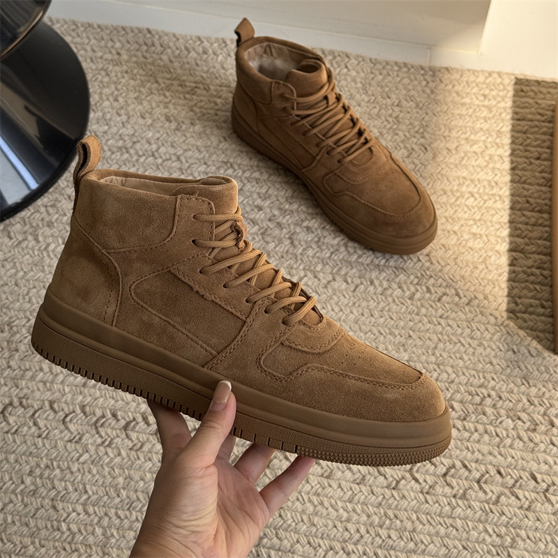 Vyriniai žieminiai sniegbačiai su vilnos pamušalu, vidinė avies vilna, viršus iš galvijų nubuko, gumos padas