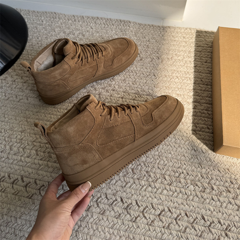 Vyriniai žieminiai sniegbačiai su vilnos pamušalu, vidinė avies vilna, viršus iš galvijų nubuko, gumos padas