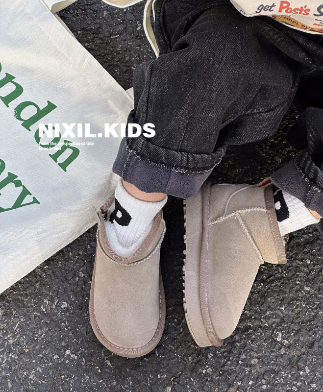 Unisex vaikų žieminiai aulinukai su stora padu, nubuko viršus, šilta vidinė danga, Korėjos stiliaus